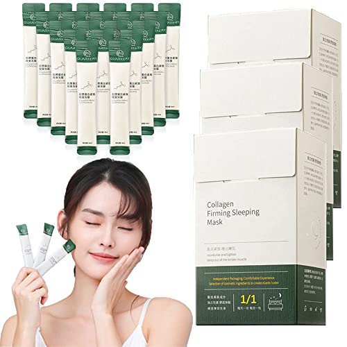 XFHRJYR Prime Korean Collagen Firming Mask Pureme Korean Collagen Firming Mask Purime Korean Collagen Lifting Firming Anti-Aging Face Mask Portable Wash-Free Repairing Sleeping Face Mask (60pcs) Cover