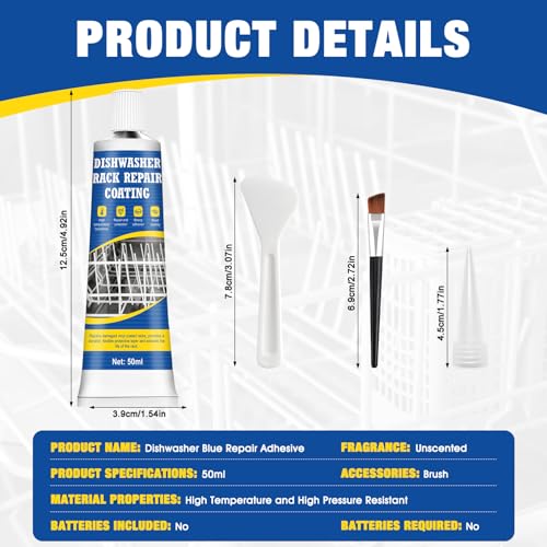 WEILAOK Spülmaschinenkorb Rost Reparatur, Geschirrspüler-Korb reparatur Gummi, Dichtungsmasse Wasserdicht, Rostfrei, Hochtemperaturbeständig, Speziell für Reparaturs des Geschirrspülerkorbs, 50ml