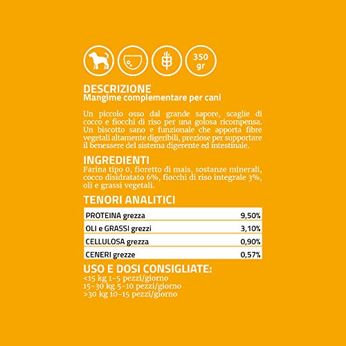2G Pet Food Coconut Cookies für Hunde, Kokosnuss, natürlicher und gesunder Snack, hergestellt in Italien, mit Kokosnuss aus knusprigen und echten Flocken, perfekt für alle Größen und Alter