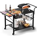 Leteuke Pizza Oven Table Grill Cart for Blackstone Griddle, Outdoor Pizza Oven Stand Fits Ninja Griddle, Cuisinart, Gozney, Solo Stove, BBQ Prep Tables Station with Seasoning Tray, 47.2"x27.5"x35.8"