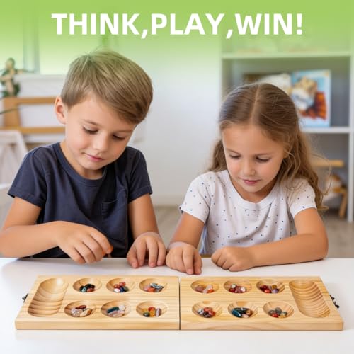 Juego de mesa Mancala para niños y adultos de madera miniatura 6