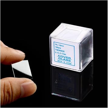 Lab Microscope Slides Microscope Glass Slides 6-24mm Square Mcroscope Slides Cover Glass Slips 100pcs/box Coverslips for Specimen Preparation Microscope Parts8x8mm