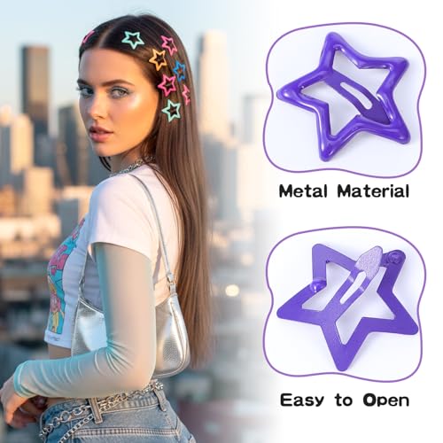 100 Pinzas Estrella de Metal para Cabello Coloridas miniatura 3
