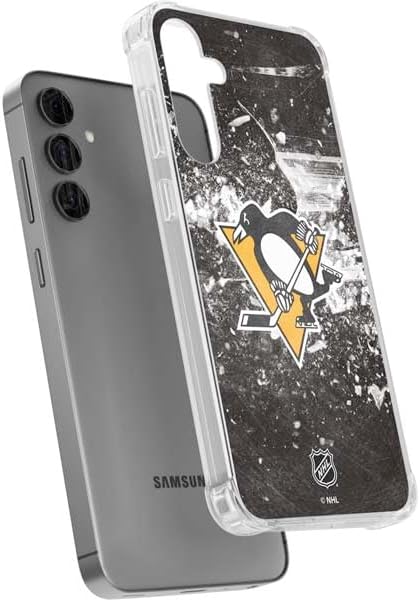 Skinit Clear Phone Case Compatible with Galaxy S24 Plus - Officially Licensed NHL Pittsburgh Penguins Frozen Design