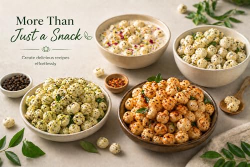 Image of Krishi Global Phool Makhana (Foxnuts) 100g- 100% Natural, Crunchy & High-Protein Snack | Gluten Free Raw Popped Lotus Seeds | Yoga & Ayurvedic Diets | Fasting | Ready to Cook
