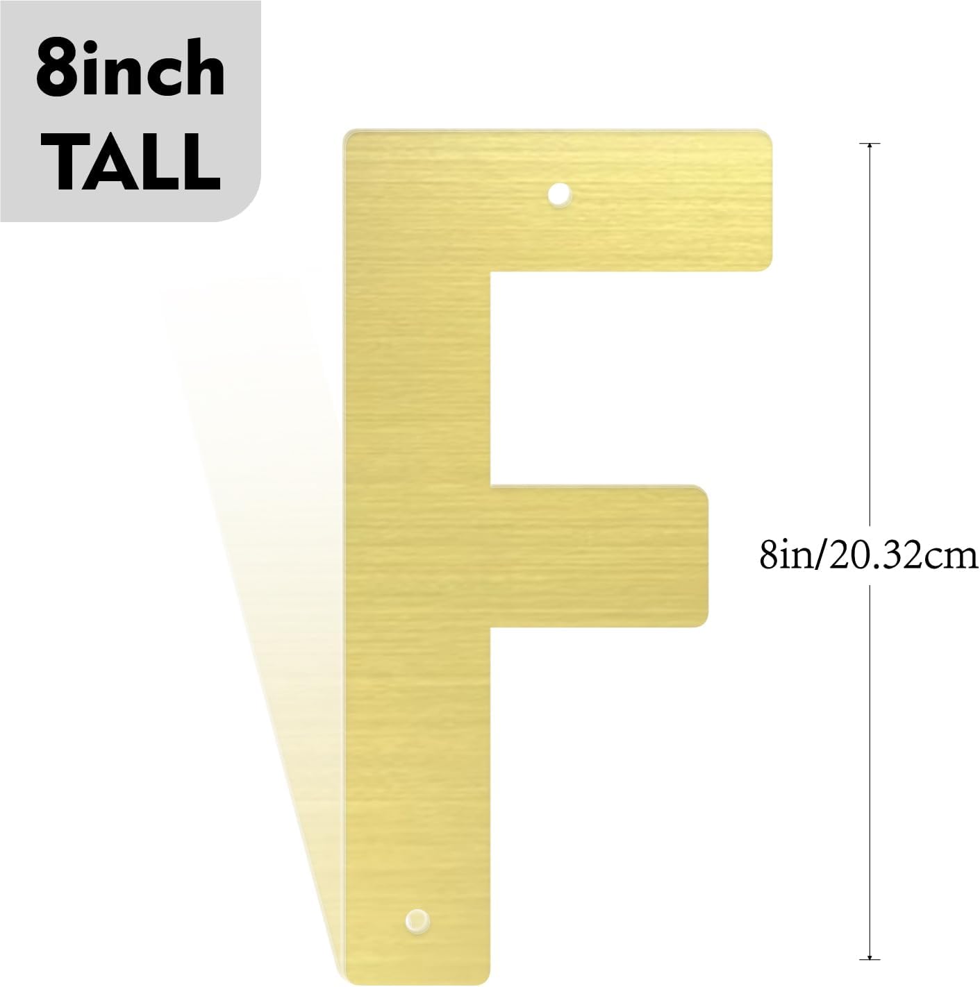 8 Inch Stainless Steel Metal Floating Door Numbers, Brushed Gold Metal Letters, Modern Metal House Numbers, Metal Mailbox Numbers, Stainless Steel House Address Letters and Numbers (I)