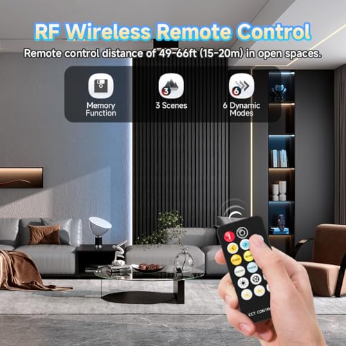 Image of BTF-LIGHTING FCOB COB CCT 3000K-6000K Tunable White LED Strip with RF Remote,UL Listed 24V 24FT 640LEDs /m Super Bright Dimmable Tape Light for Bedroom Kitchen Under Cabinet Indoor Decor