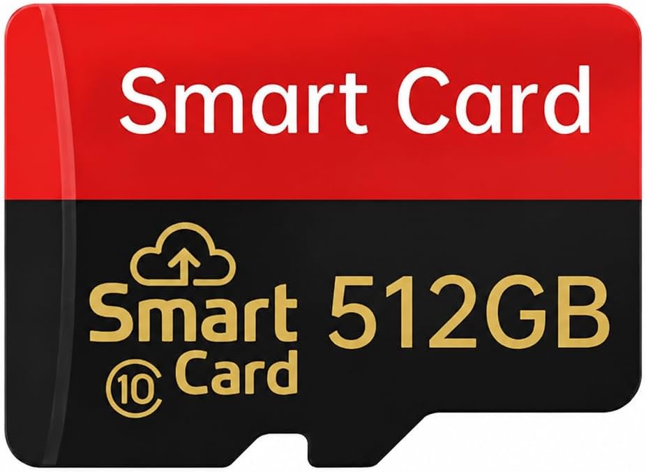 SD Card 512GB with Adapter, Memory TF Card UHS-I C10 A1, Memory Card for Smartphones, Tablets, Cameras and Dash Cam -RED