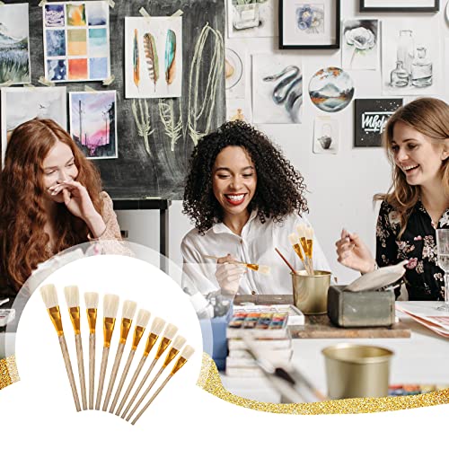 10 Pieces Gold Paint Brush Gilding Brush Gold Leaf Paint Brush Metallic Foil Flakes Paint Brush For Gold Foil, Goat Hair Brush Wax Brush For Edible Gold Leaf Gold Flakes Leaf Sheets #TOP5