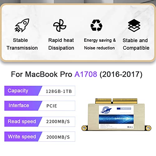 Image of THREE COLOUR DOGFISH 512Gb Ssd Pcie Gen3X4 M.2 Nvme Upgrade For Macbook, Internal Solid State Drive For Macbook Pro A1708 (2016-2017), usb