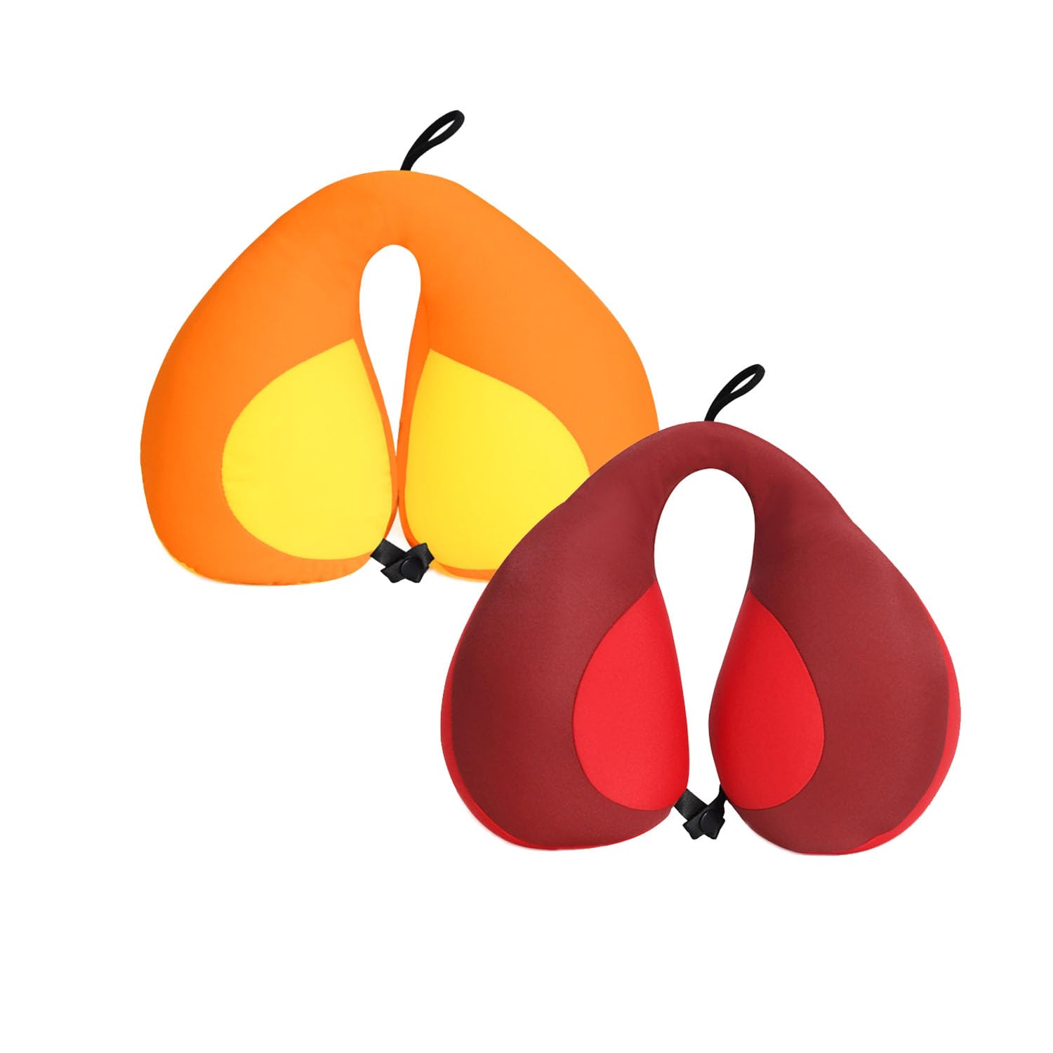 MOOB 2-Pack Kids Toddler Neck Pillow, Travel Pillow for Airplane &amp; Car, Soft Supportive Headrest for Boys and Girls (Yellow &amp;Red)