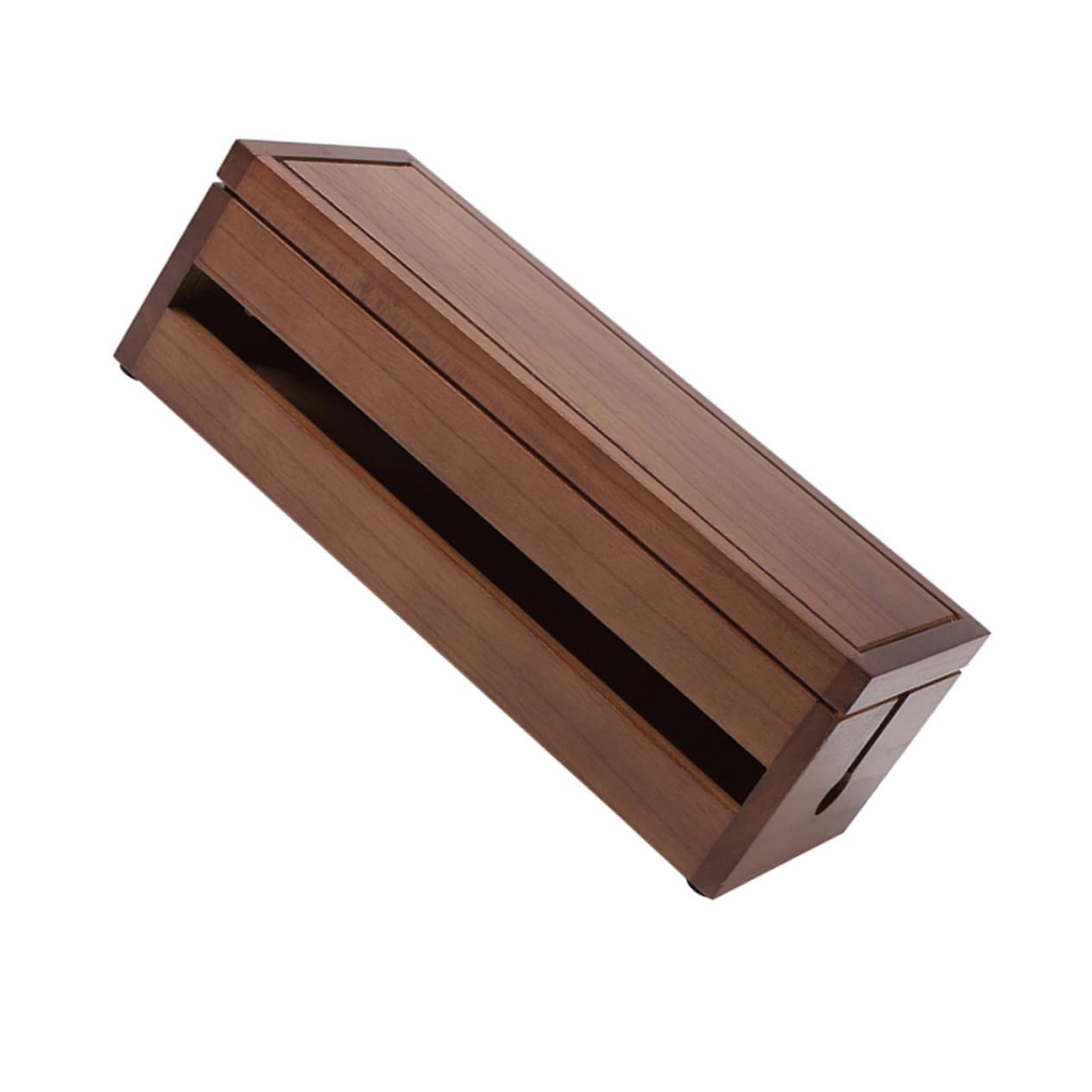 Scatola per Cavi Organizer Legno Marrone Caffè 1 Pezzo | Paulownia , Design Struttura Traforata Multifunzionale per Dissipazione del Calore , Ordine per Cavi e Adattatori