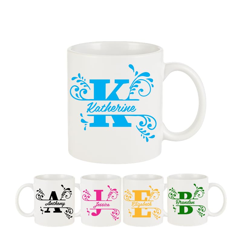 PrintWink Personalised Mug with Names | Custom Initial Coffee & Tea Cup for Gift on Wedding, & Birthdays | 11 oz Customised Mug for Friend, Dad, Mum