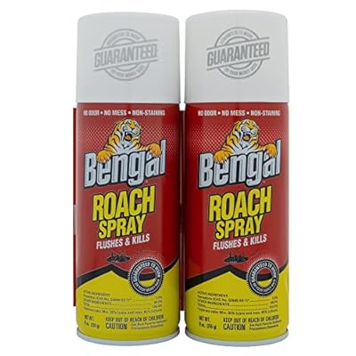 Bengal Roach Spray, Odorless Stain-Free Dry Spray, 2-Count, 9 Oz. Aerosol Cans