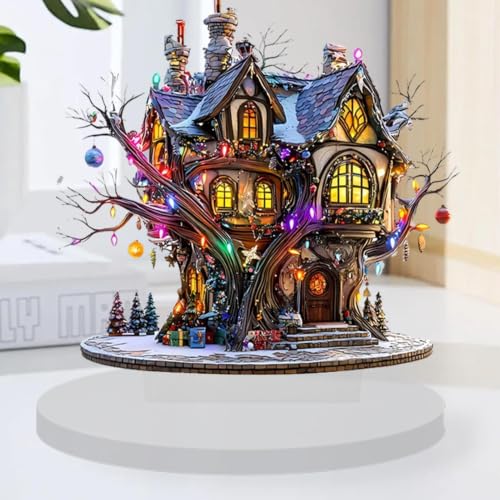 Maison de fée pour décoration de Noël chaleureuse au centre de table