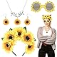 Lets Joy Sonnenblumen Stirnband, 4PCS Sonnenblumen Schmuck Accessoires Set, Halskette Ohrringe, Blumen Haarband Party Zubehör