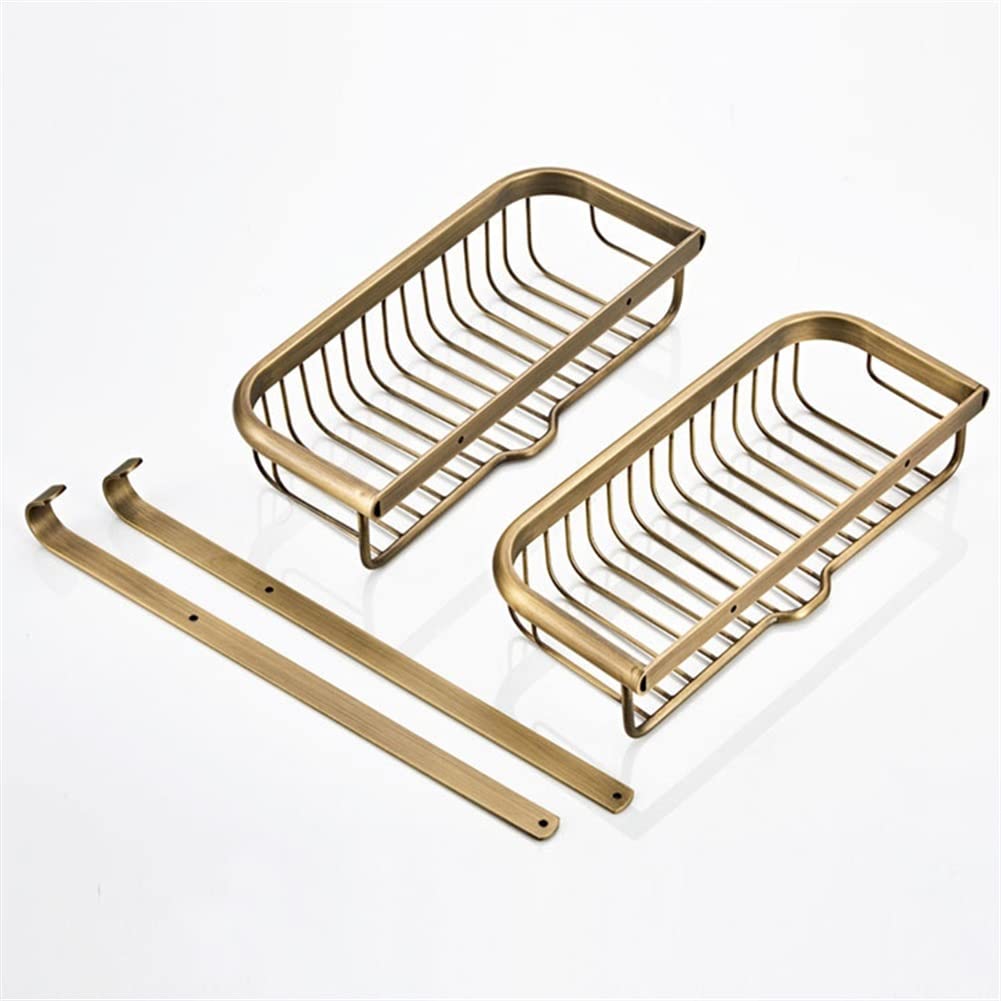 Estantes Flotantes Carrito De Ducha Estante De Baño Estante De Baño De Estilo Europeo Rectangular Estante De Gancho De Doble Capa De 30 Cm Montado En La Pared Latón Antiguo/Negro/Oro/Plata/Negro (Oro