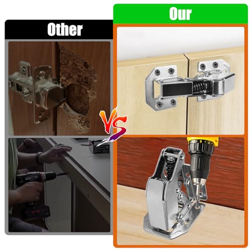 4 Stück Aufschraubscharnier Softclose, Scharniere Schranktür mit Scharnierschrauben, 90° Schrankscharniere 113×43 mm, mit Hydraulische Dämpfung und 32 Schrauben, für Möbel, Schranktür, Holztür