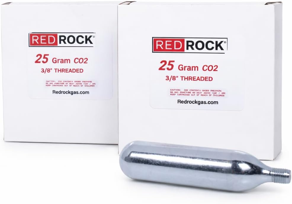 RedRock 25g Threaded CO₂ Cartridges (10-Pack) – Fast Bike Tire Inflator Refill Canisters for Road & Mountain Bicycle Tires