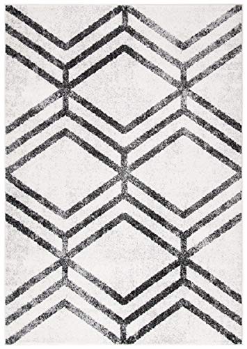 Safavieh Modern Geometric Indoor Woven Accent Area Rug, Adirondack Collection, ADR253, in Ivory/Charcoal