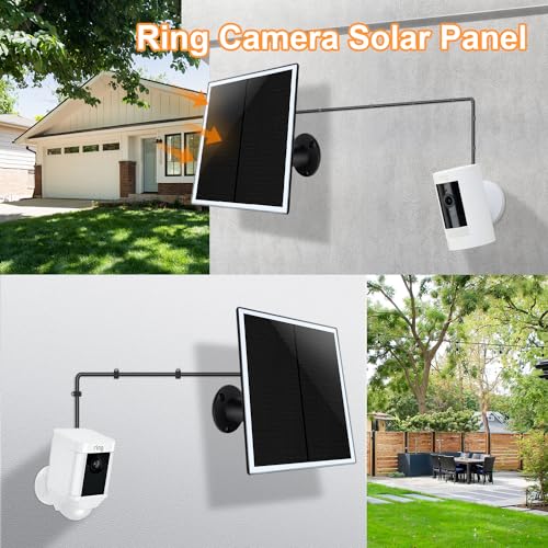 Image of Ri ng Camera Solar Panel, Compatible with Ring Stick Up Cam Battery, Ring Spotlight Cam Battery, Not for Spotlight Plus /Pro, Waterproof, 6W Fast Charging, DC3.5mm Plug (Black)