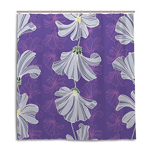 Rideau de douche fleurs délicates en tissu imperméable et lavable - 2