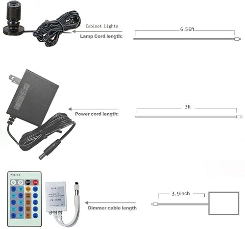 Miniatura 4 de Xking Mini foco LED regulable de 1.5 W 12 V CC para joyería, luces de exhibición de joyería, montaje en superficie de carcasa negra con regulador