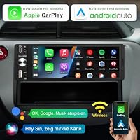LEROAADZ 1 Din Autoradio mit Bildschirm Kompatibel mit Wireless CarPlay & Android Auto, 6,28 Zoll 1Din Car Radio with Carplay Display, Bluetooth, AM/FM RDS, USB/Typ-C, Aux-Eingang, Mirror Link – Ansicht 2