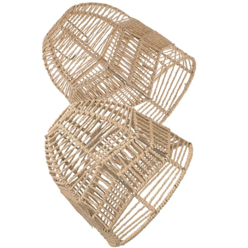 Abat-jour suspendu style chinois en corde de papier - Lot de 2 cache-lampes plafond intérieur