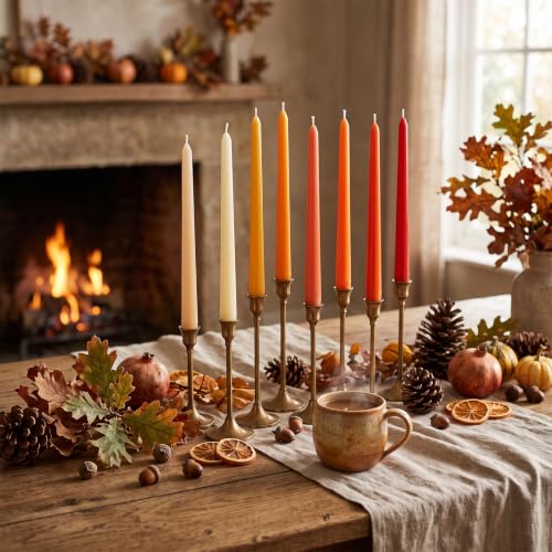 Image of MTLEE 32 Pcs Orange Taper Candles Bulk 10 Inch Long Candlestick, Smooth