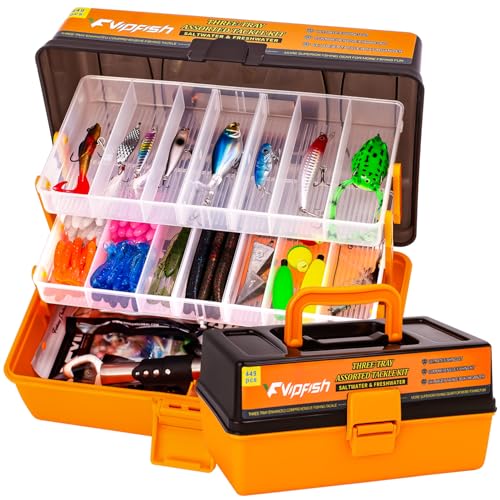 Image of 448-Pcs Fishing Lures Kit - Complete Large 3-Layer Tackle Box Set with Hooks, Weights, Bobbers, Pliers, Rigs, Leaders & Accessories for Men, Kids, Beginners, Gear gift choice for Fathers Day
