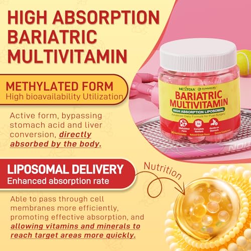 Image of Liposomal Methylated Bariatric Multivitamin Gummies with Iron for Women & Men, High Absorption Multivitamin w /CoQ 10, Probiotic, Digestive Enzymes Support Gastric Bypass & Sleeve Recover, Energy,1Pack
