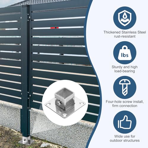 Soportes de poste de cubierta de acero inoxidable con base cuadrada de 2 mm resistente y duradera 5