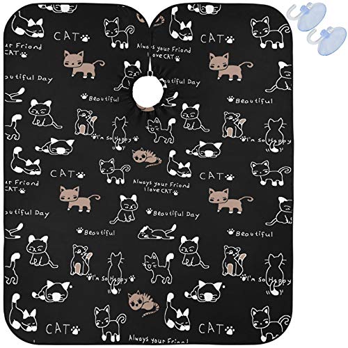 visesunny Capa de barbeiro engraçada pegada de gato desenho animado animal poliéster corte de cabelo
