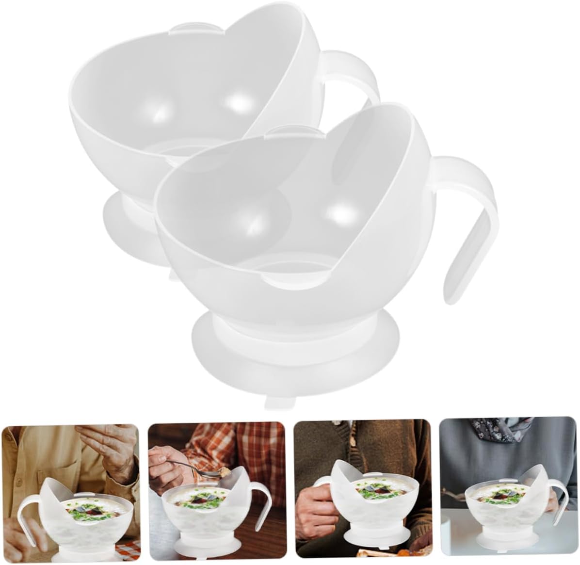 2pcs Suction Cup Bowl for Elderly, Anti Spill PP Silicone Dinnerware
