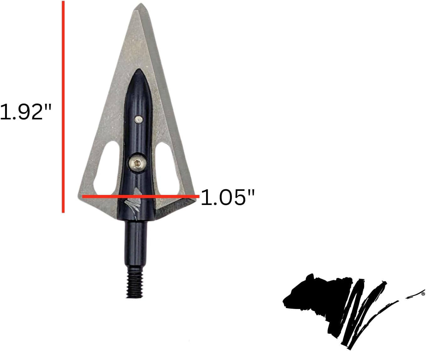 Samurai Bowhunting Broadheads, 125/200 Grains, Razor Sharp, Single Bevel Stainless Steel Blades, 1 1/8" Wide Cut, Bone Breaking, for All Bows & Crossbows, 3 Pack