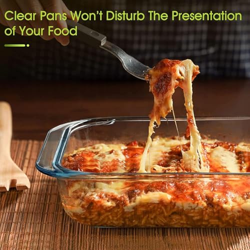 Image of Borosilicate Square Glass Baking Dish Micorwave Oven Safe Freezer Safe Baking Tray Serving Dish Bakeware- 1800ml, Transparent
