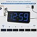 Peakeep Digital Alarm Clock for Bedroom Bedside, Loud Alarm Clock for Heavy Sleepers, Large Big LED Numbers for Seniors, Battery Backup Plug in Electric Clock with USB Charger (Blue)