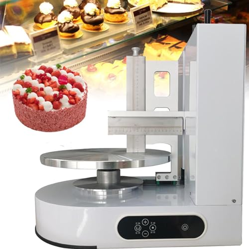 Birthday Cake Baking Tools Bakery Equipment Birthday Cake Automatic Decorating Cream Depositor Smoother Frosting Coating Icing Spreading Machine,White