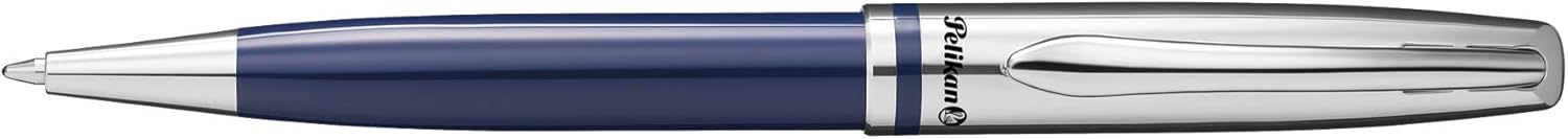 Pelikan Jazz Classic Ballpoint Pen, Medium Nib, Blue Ink Refill Included, Metal, Dark Blue, Blister Card, 1 Each (807104)