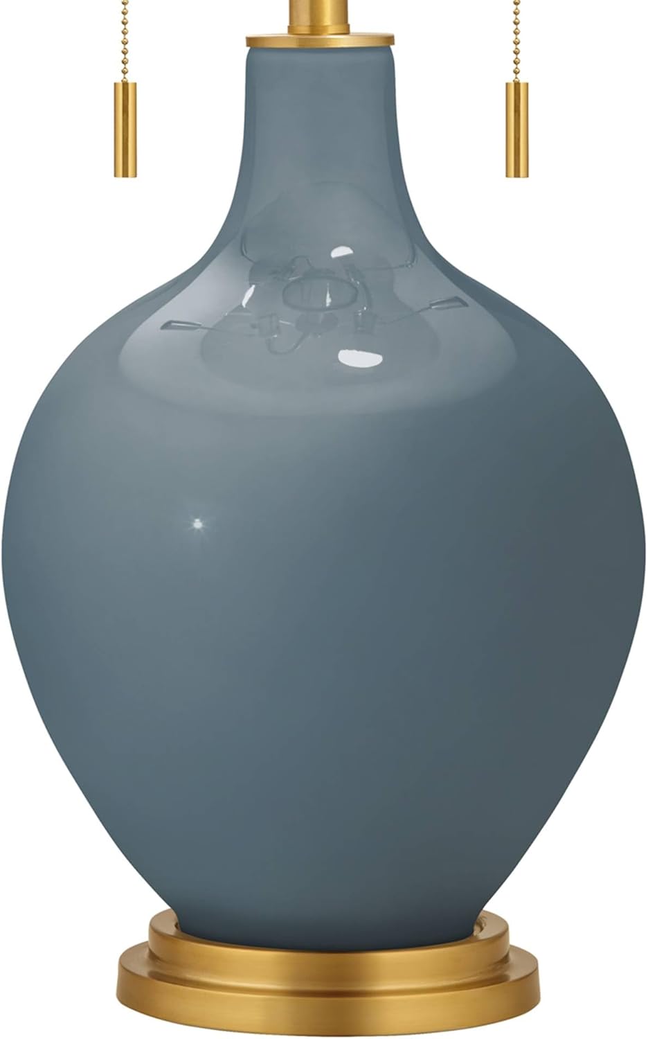 Color + Plus Toby 28" Tall Modern Coastal Glass Table Lamp Pull Chain Smoky Blue Gold Brass Finish Single Fabric White Shade Living Room Bedroom Bedside Nightstand House Office Family Reading