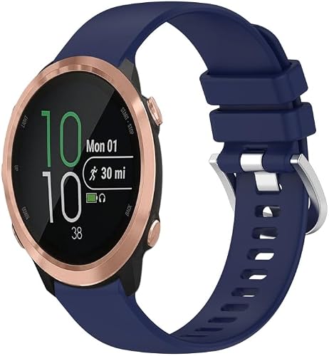 For Garmin Forerunner 645/645 Music Liquid Glossy Silver Buckle Silicone Watch Band(Dark Blue)