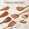 9 Pcs Teak Wooden Spoons for Cooking with Rest - Premium Utensils Set with Long Handles – Heat-Resistant Kitchen Tools for Stirring, Mixing, Serving – Durable Cooking Utensils Set with Spatula #1