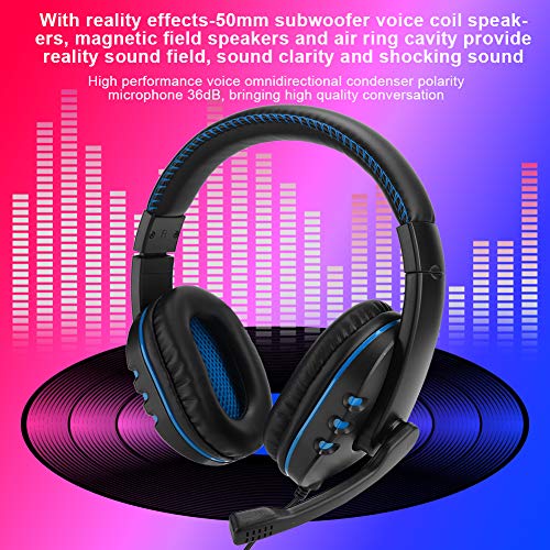 Eboxer 3.5Mm Wired Gaming Headset, Head Mounted Computer Gaming Headphone With Microphone, Soft Pu Earmuffs And Lightweight Headband For Ps4 (Black Blue) #TOP2