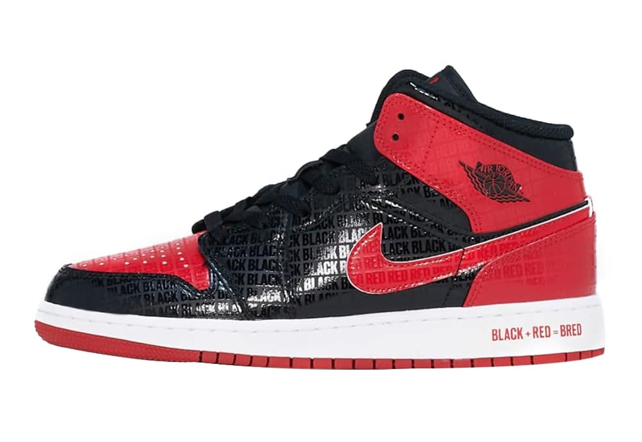 Air Jordan 1 Mid (GS) ブラック/グレー/レッド 5Y Nike Air Jordan 1 Mid Kids US 5Y GS Black Gym Red Particle