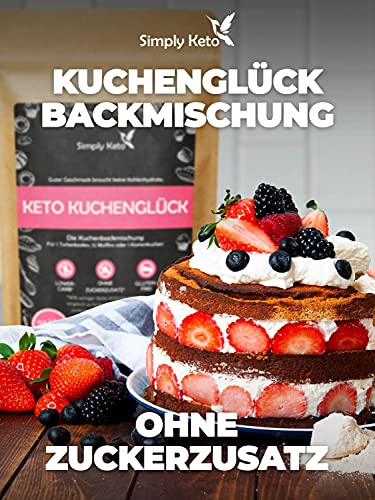 Simply Keto Kuchenglück Lower Carb* Kuchen Backmischung - Cake Mix für Kuchen, Biskuit-Tortenboden oder Muffins - Nur 3,2g Netto-Kohlenhydrate pro 100g - Geeignet für Ketogene Ernährung - 360g