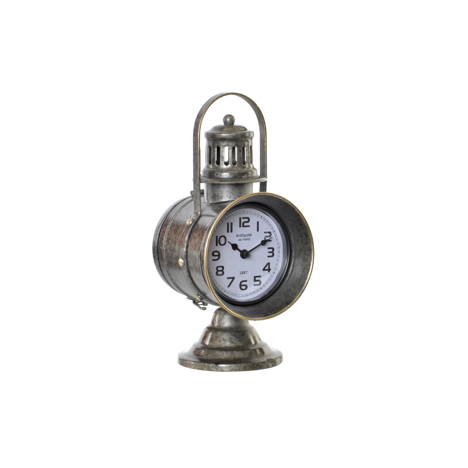 Horloge à poser en fer forgé style candélabre rétro noir de dimensions 13,3x18x28,5 cm