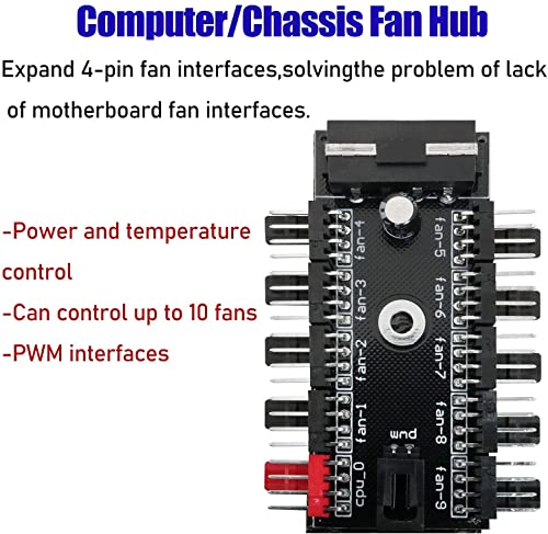 Image of Pi+ (PiPlus) 1PC PC 10 Port 4 Pin Chassis Fan Hub CPU Cooling HUB Fan Hub Controller, 10-Way 4-pin IDE Fan Speed Controller
