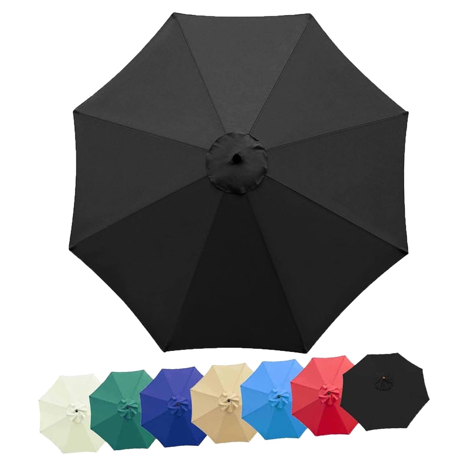 Telo Di Ricambio Per Ombrellone Da Giardino – Diametri 2m, 2.7m, 3m – 6 O 8 Stecche – Tessuto Poliestere 180g, UV Resistente E Impermeabile – Colori Vari (Top Color Incluso)