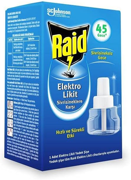 Raid Elektro Likit Sivrisineklere Karşı Hızlı ve Sürekli 45 Gece Etkili 1 Adet Elektro Likit Yedek Şişe